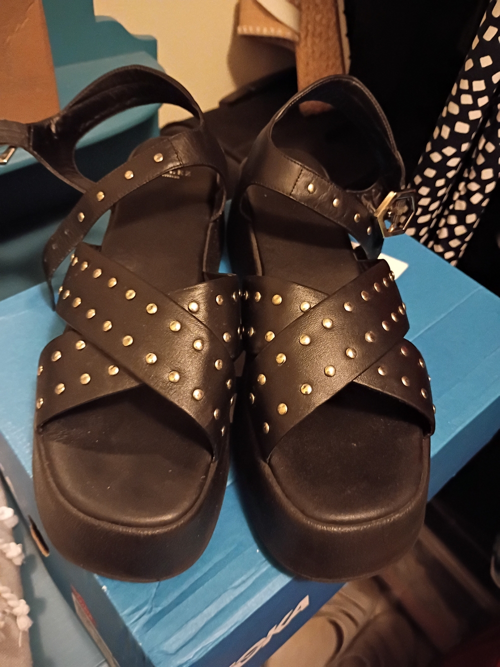 Women’s Black Studded Platform Sandals